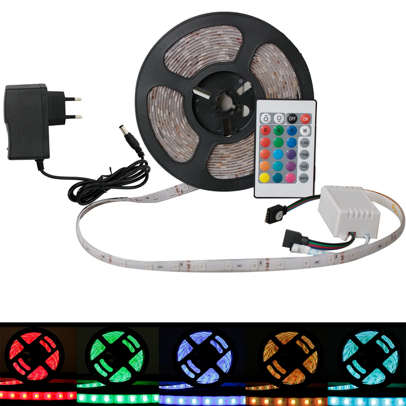 Transforme Seu Ambiente com a Fita LED RGB 5050 - 5 Metros, IP65 com Controle Remoto e Fonte 12V Bivolt